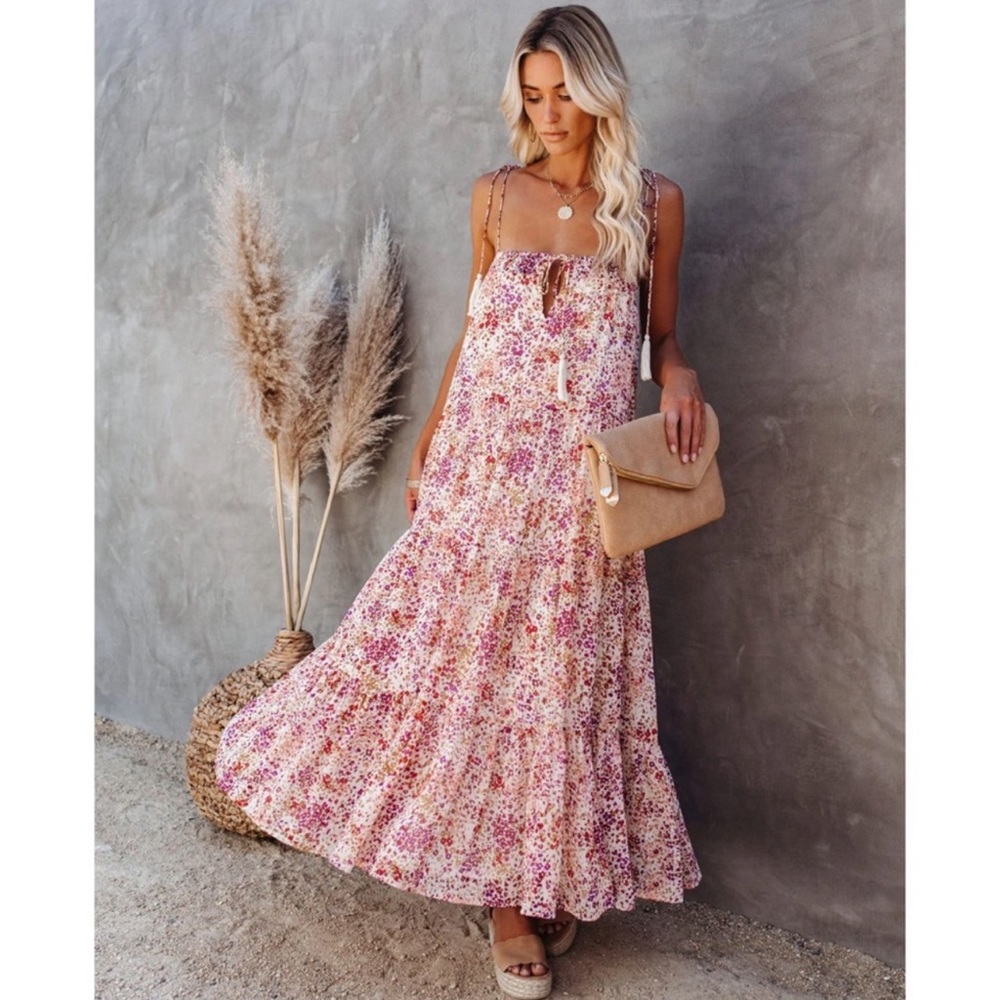 Floral Sundress with Tassel Straps